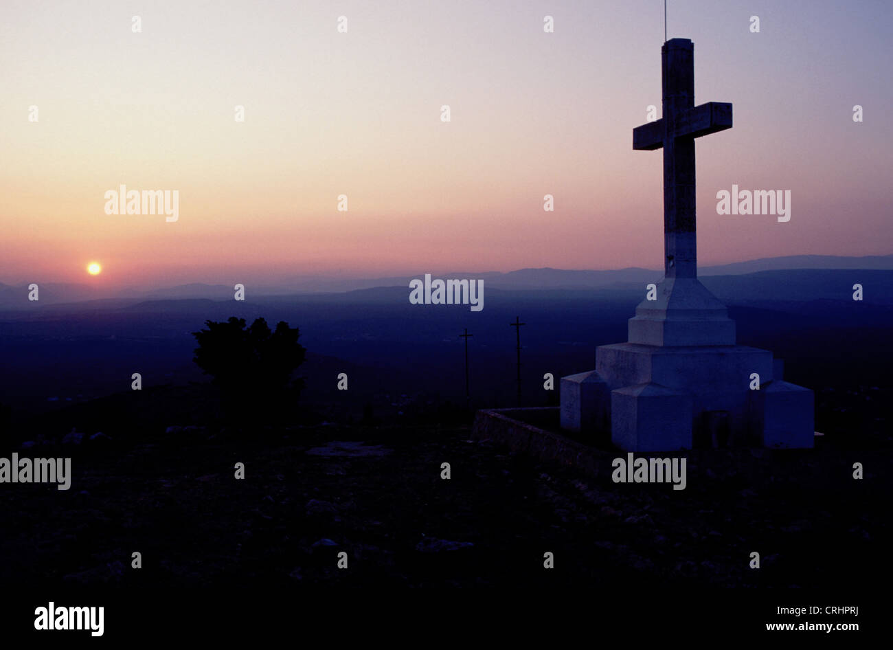 Medjugorje cross mountain sunset hi-res stock photography and images