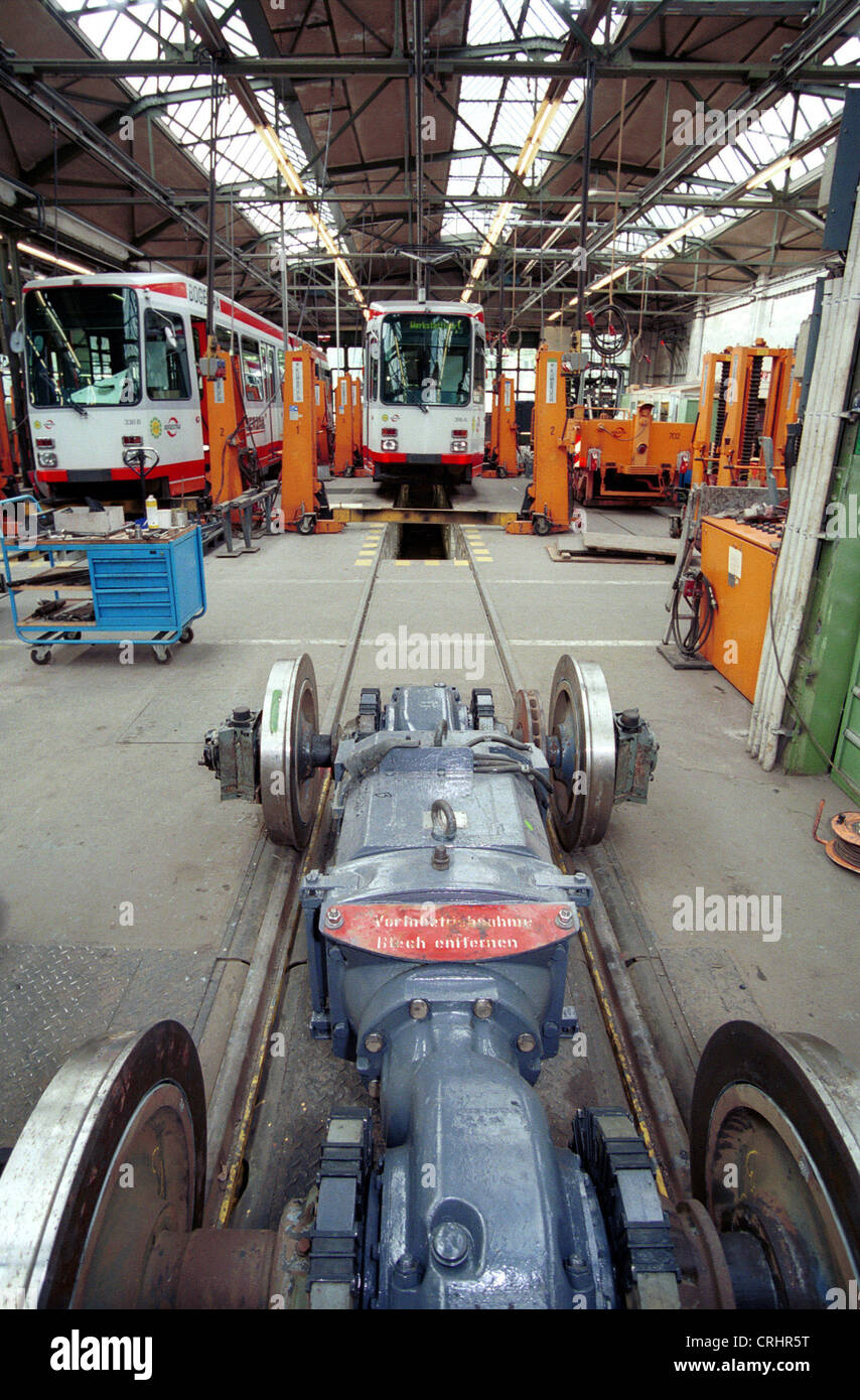 Bochum, Germany, trams in the workshop Stock Photo