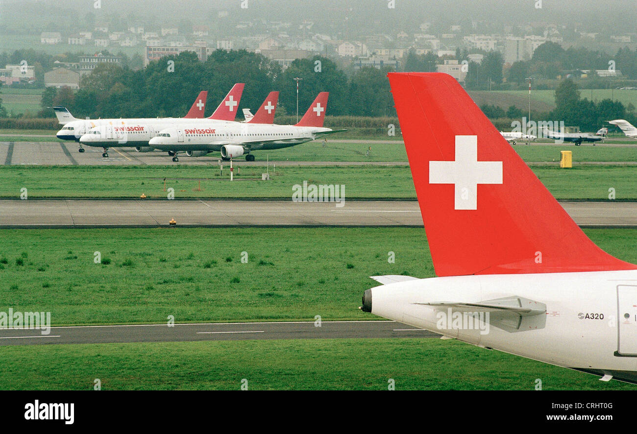 Zurich, Switzerland, Zurich Airport with Swissair aircraft Stock Photo