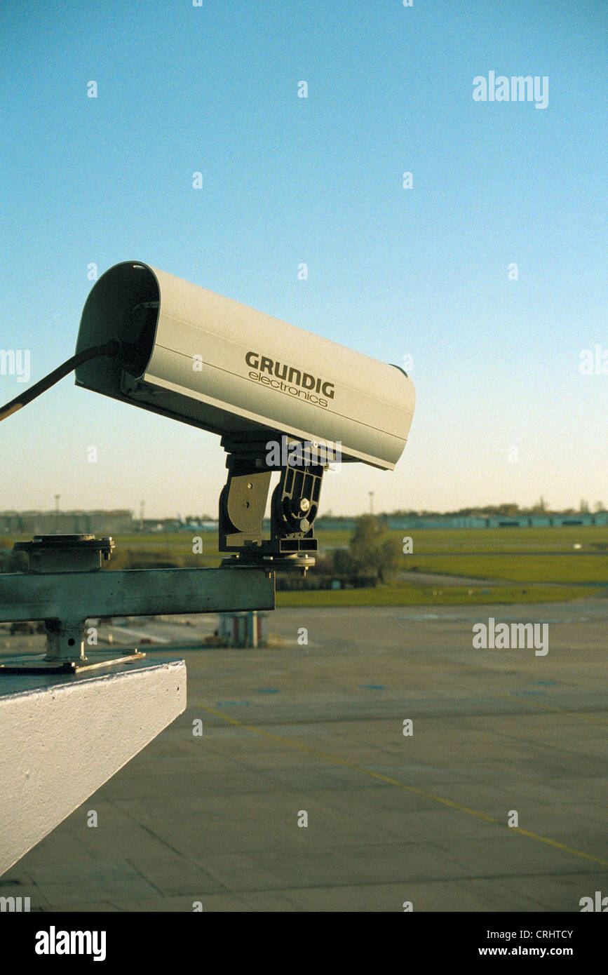 Berlin, Germany, surveillance camera for the airfield of the airport Stock Photo