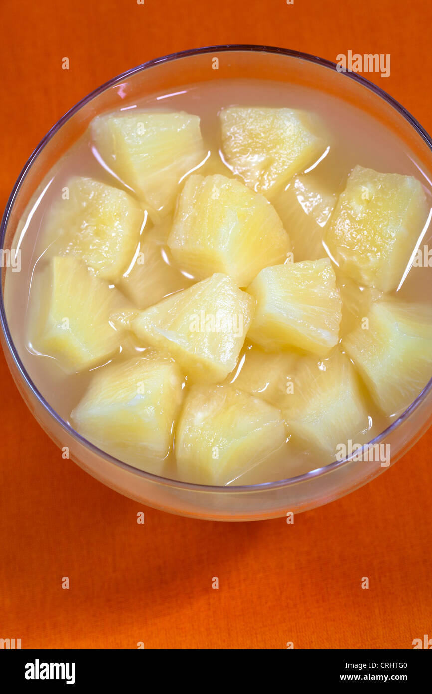 Pineapple Chunks in Glass Bowl Stock Photo Alamy