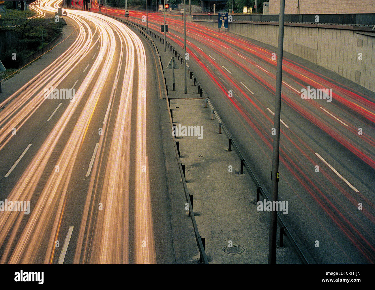 Berlin, Germany, city highway at night with light trails Stock Photo