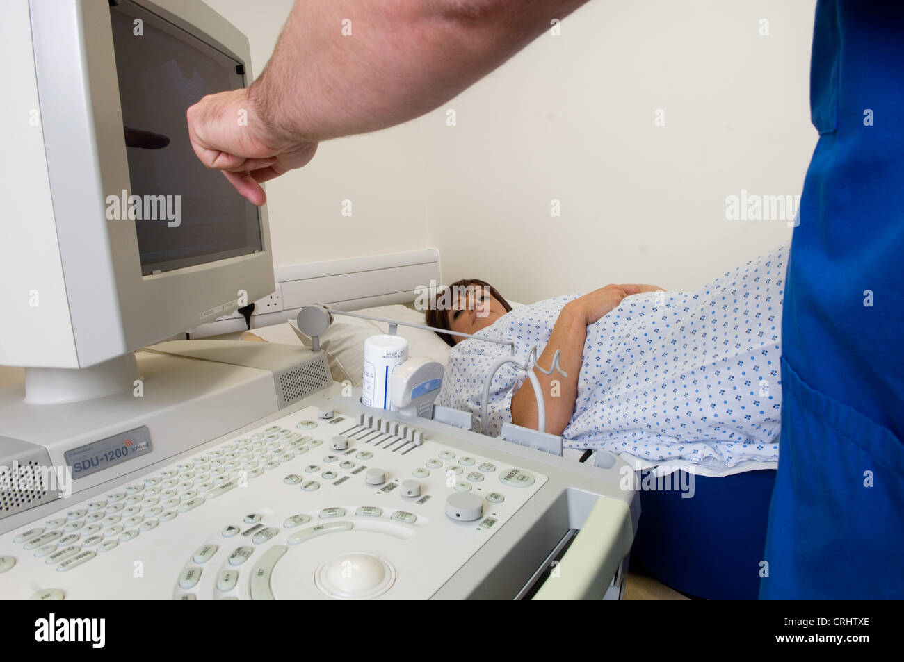 Before implantation and during hormone therapy CT scans are performed to keep a check on female patients ovaries. Stock Photo