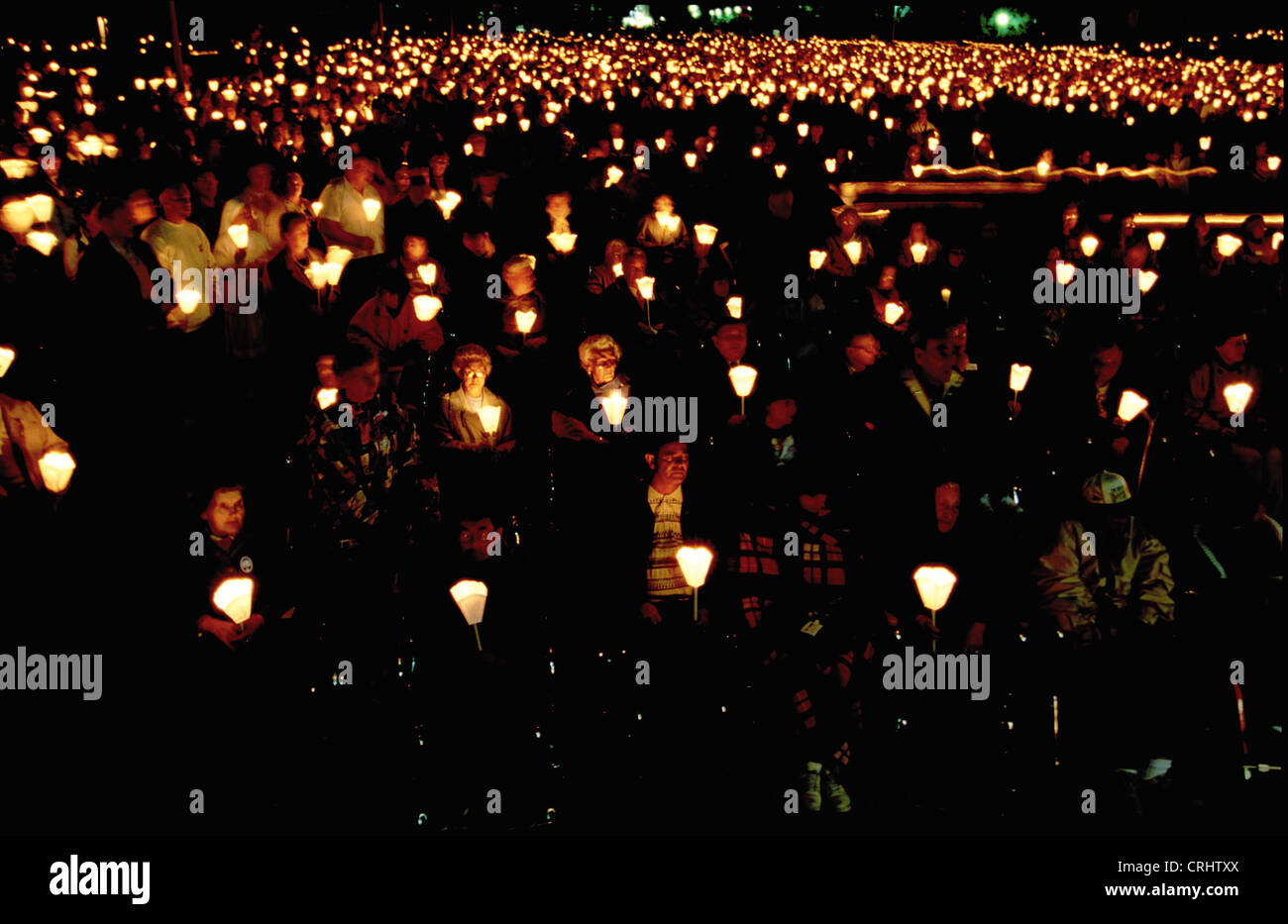 Lourdes, France, candlelight procession at the shrine Stock Photo Alamy