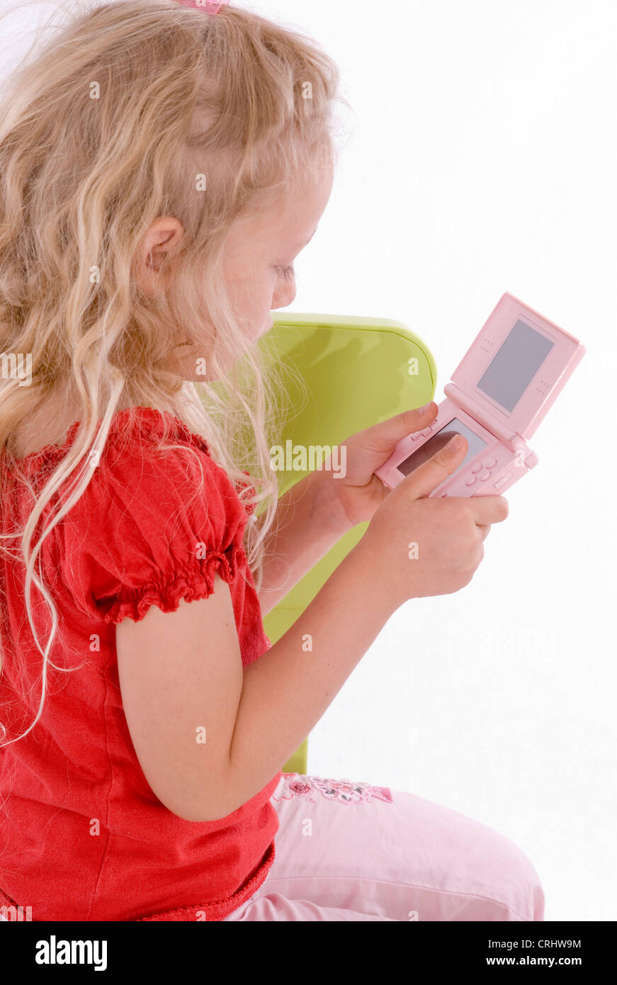girl with computer game Stock Photo