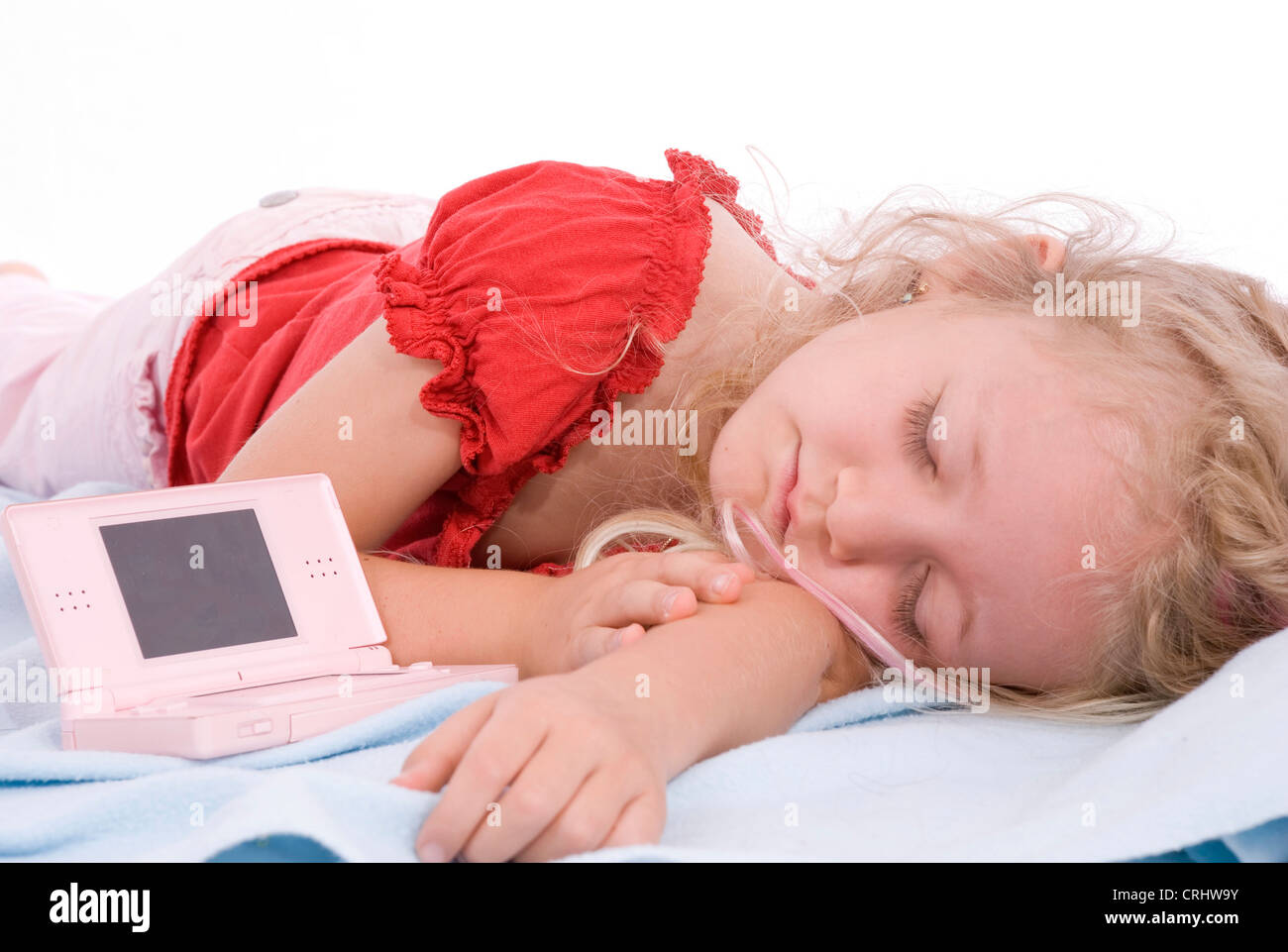 girl with computer game Stock Photo