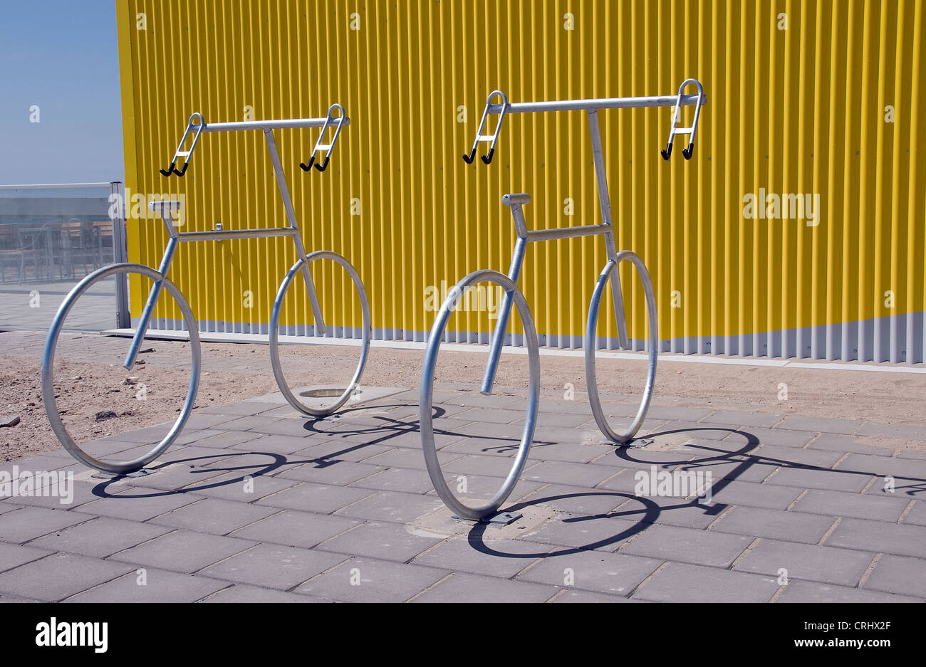 2 bicycles from metal in silver color as art Stock Photo Alamy
