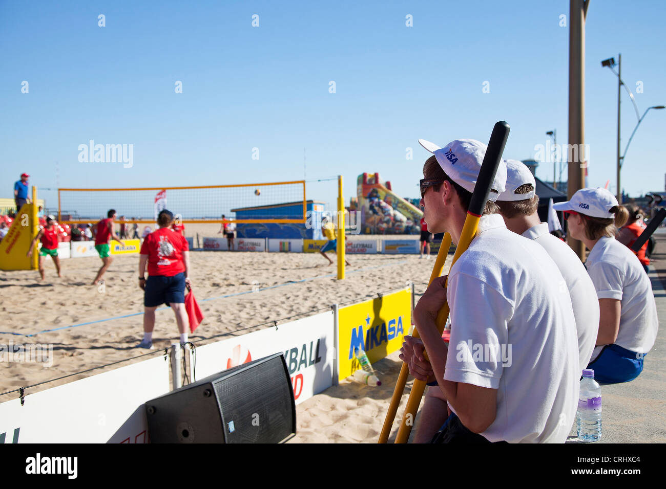 Visa sponsored sand-rakers during Volleyball England’s first tournament