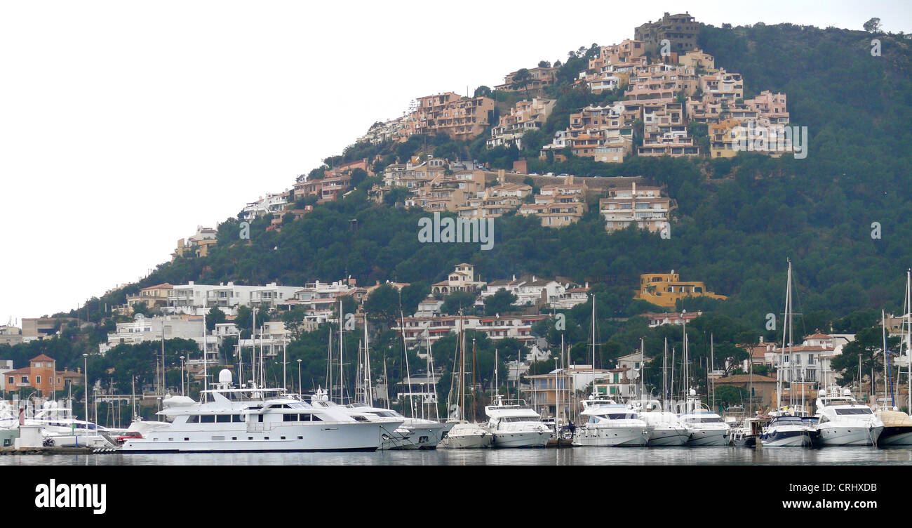 yachts in the harbour, Spain, Balearen, Majorca, Port Andratx Stock Photo