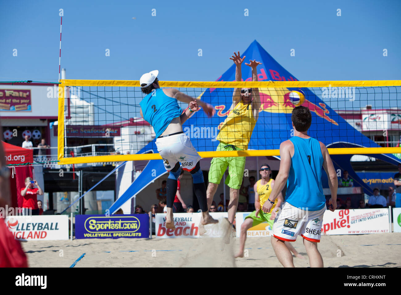 Jake Sheath in action during  2012 Volleyball England Beach Tour Stock Photo