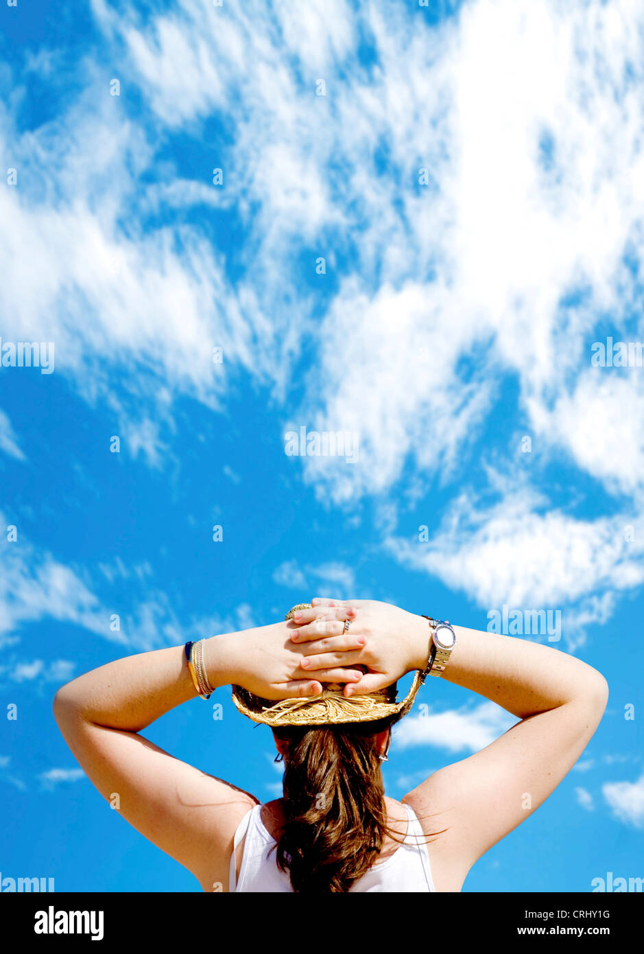 Woman long hair outdoors in hi-res stock photography and images - Alamy