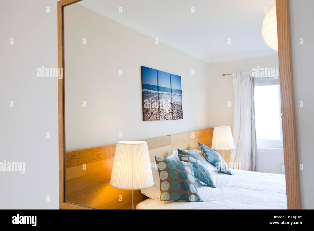 The Bedroom of a holiday cottage in Broadford, Isle of Skye, Scotland, UK. Stock Photo