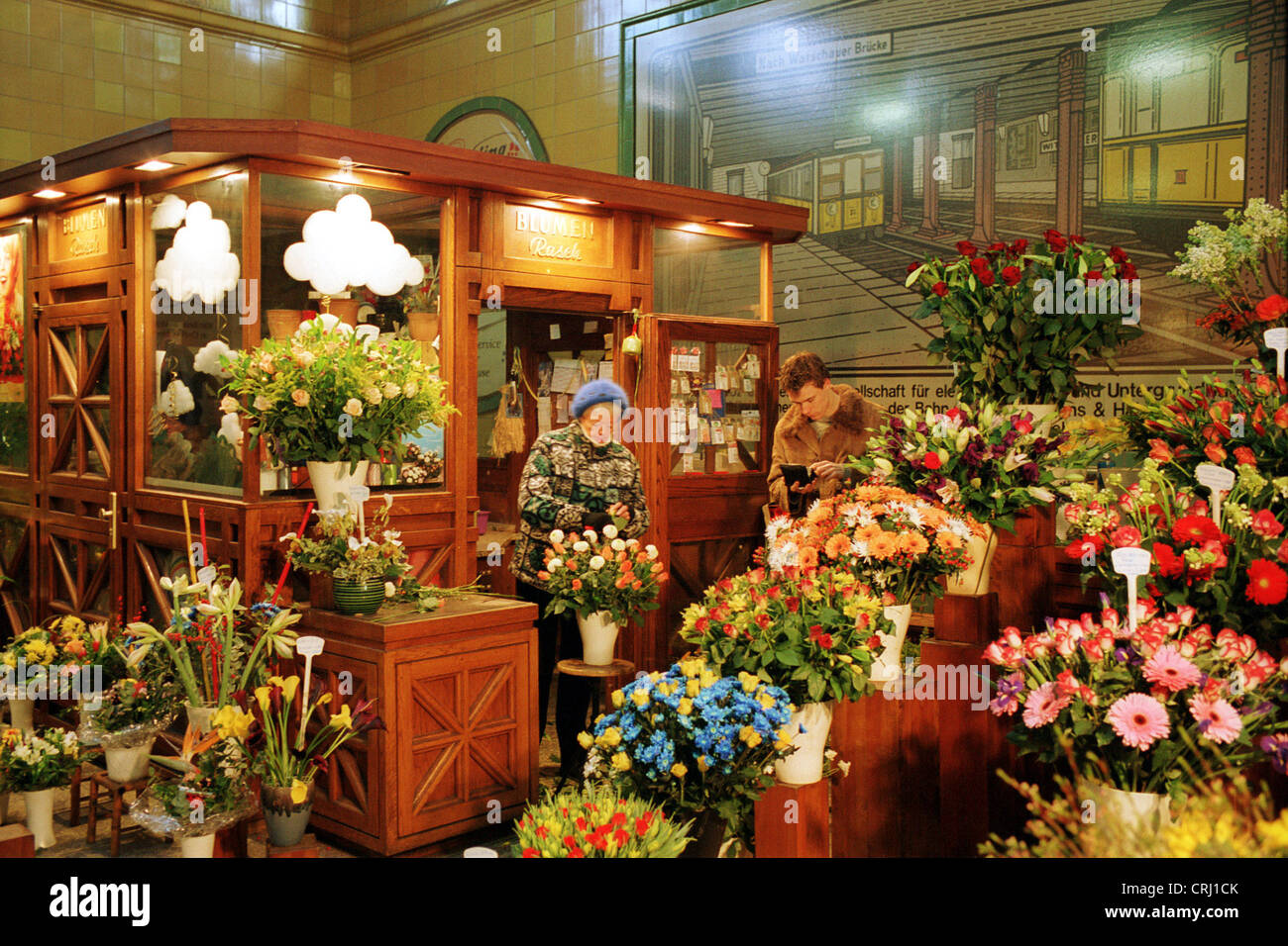 Flower shop in the subway station Wittenbergplatz Stock Photo Alamy