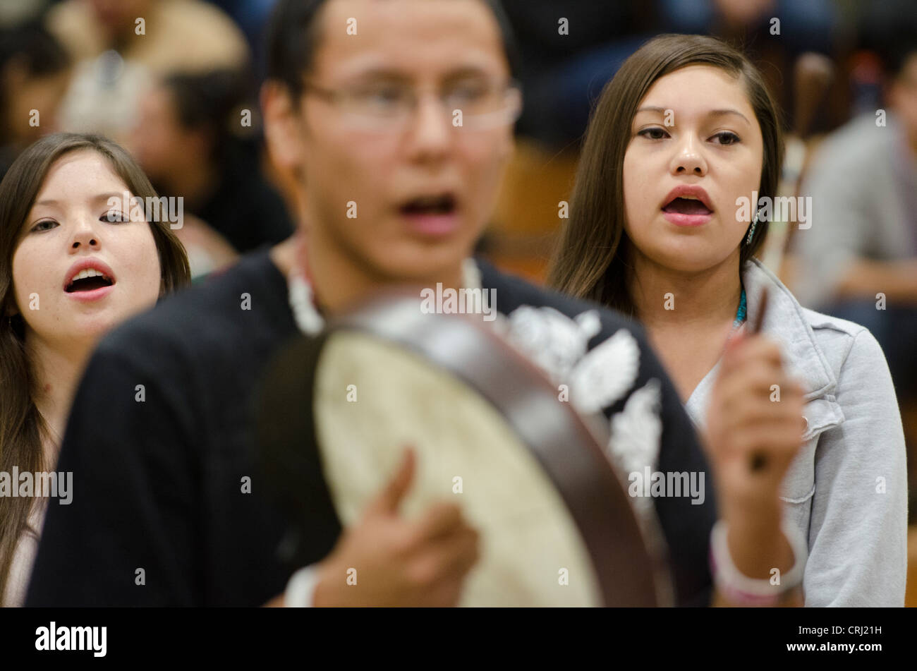 Mid-winter round dance, Ft. Peck Reservation Stock Photo