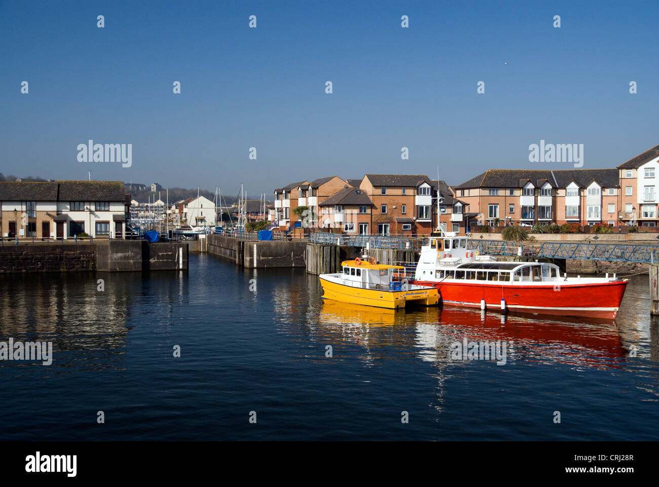 Penarth Marina, Vale of Glamorgan from the Cardiff Bay Barrage, South Wales, United Kingdom. Stock Photo