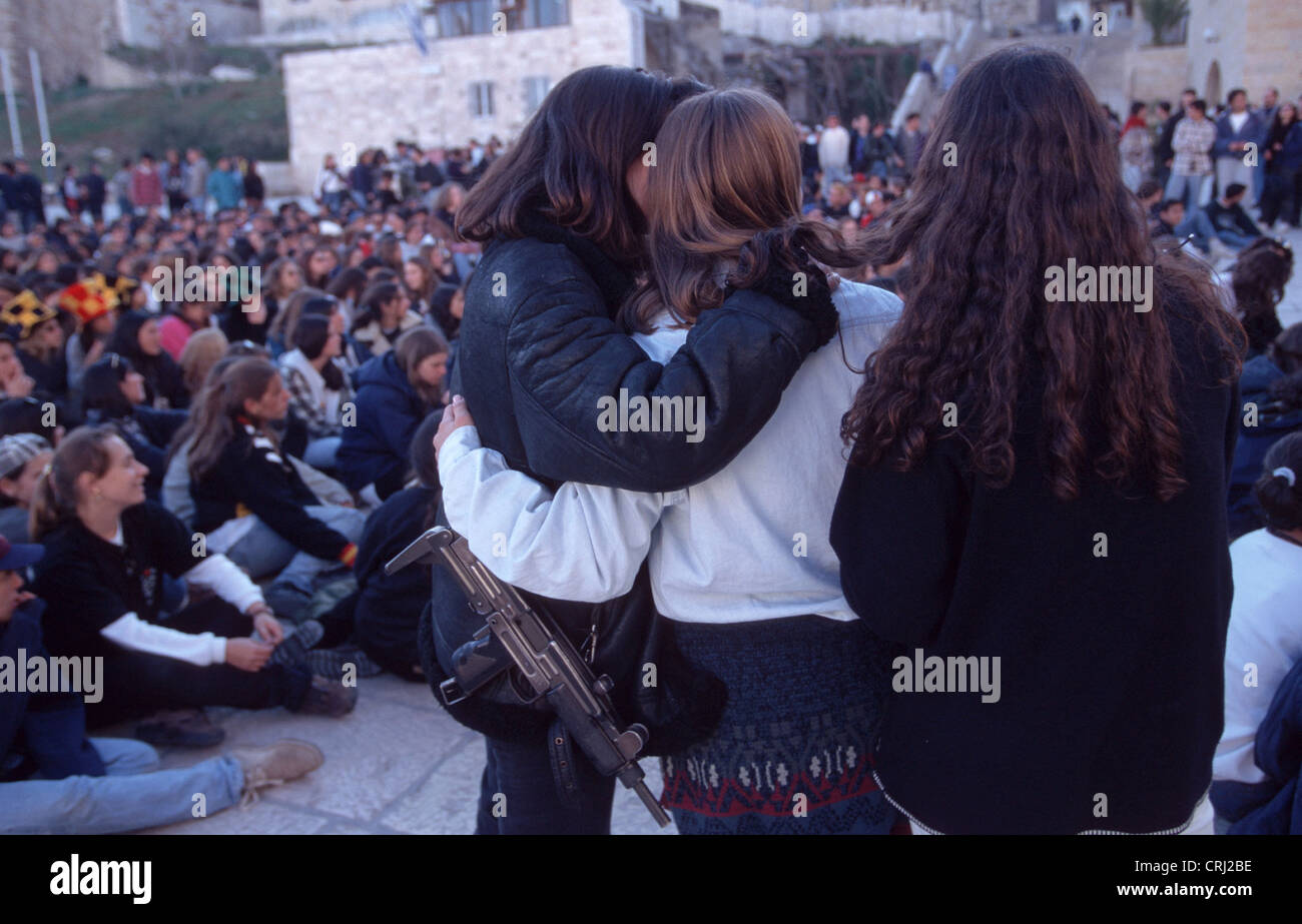 Young people at the Wailing Wall Stock Photo