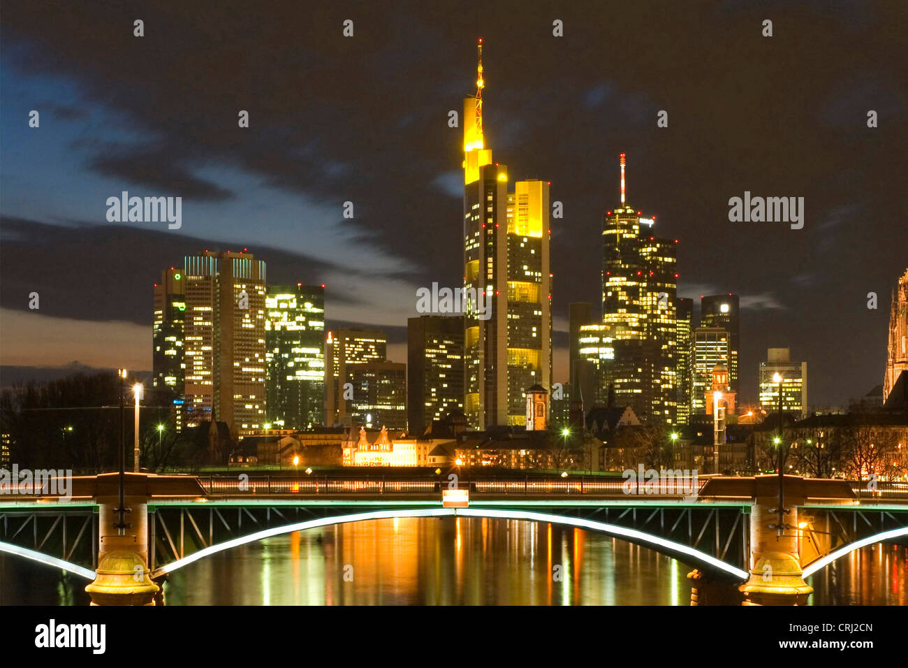 Frankfurt am Main at night, Germany, Frankfurt/Main Stock Photo