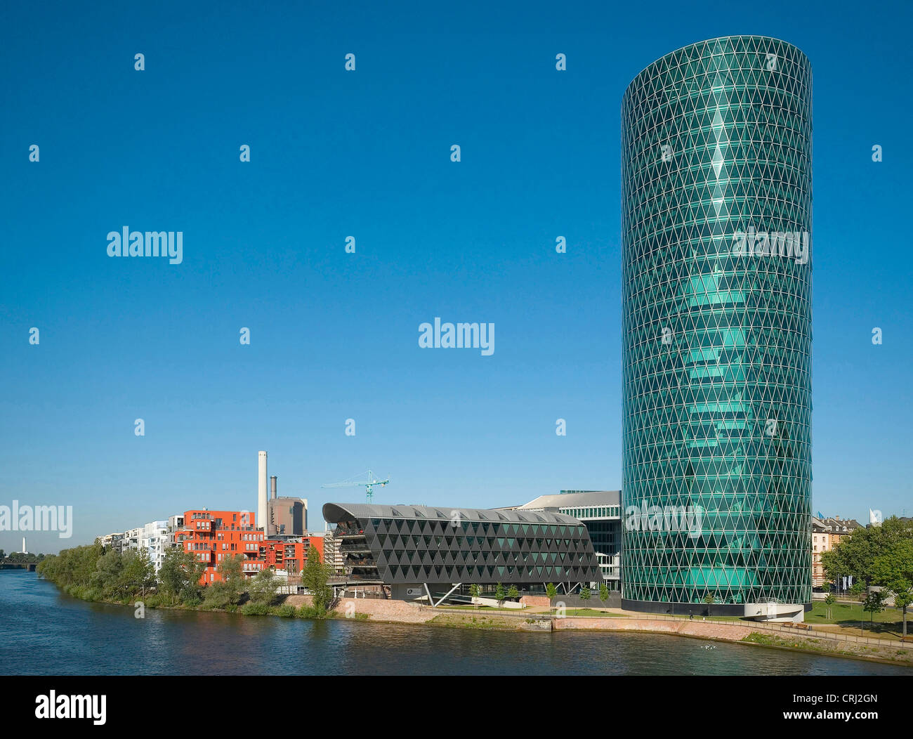 Westharbour, Tower, Germany, Hesse, Frankfurt am Main Stock Photo