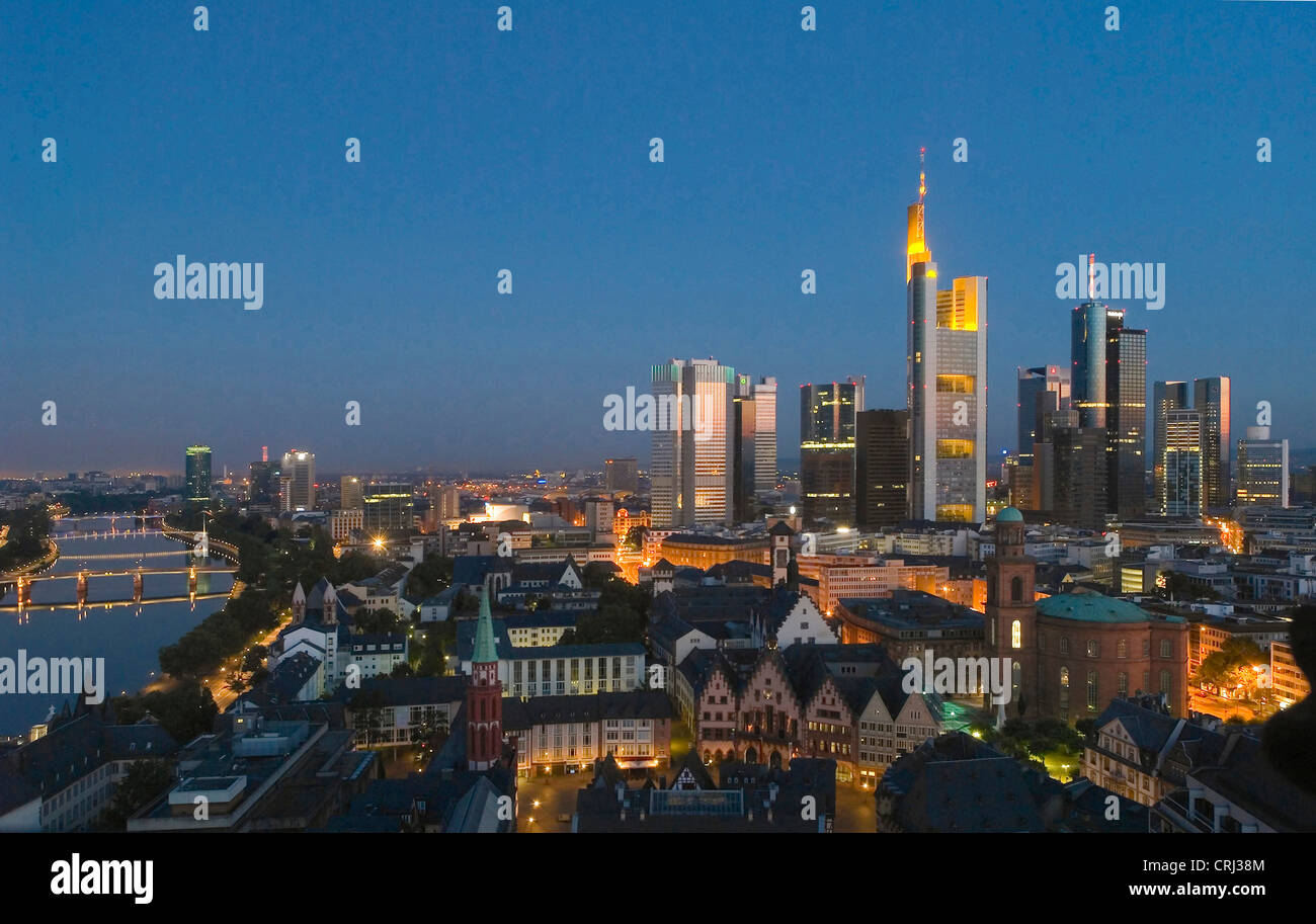 Frankfurt/Main at night, Germany, Hesse, Frankfurt am Main Stock Photo
