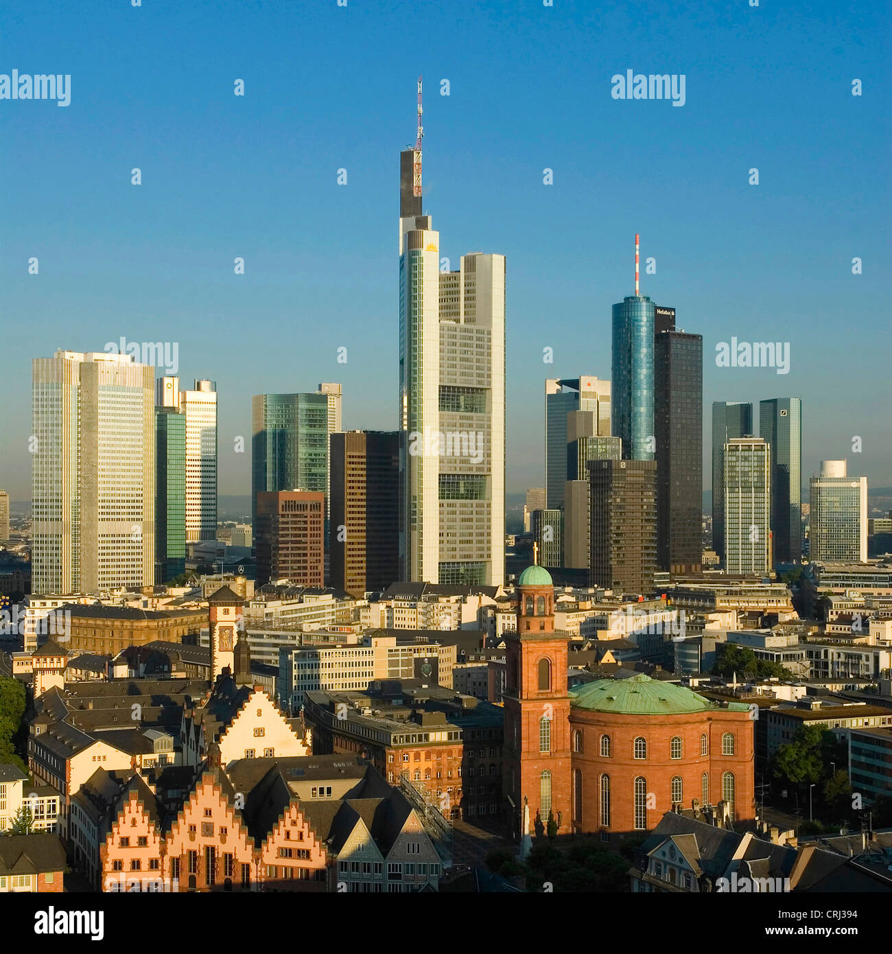 Pauls church with financial district in background, Germany, Hesse, Frankfurt am Main Stock Photo