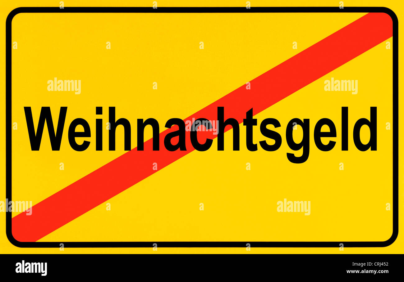 city limit sign Weihnachtsgeld, Christmas bonus, Germany Stock Photo