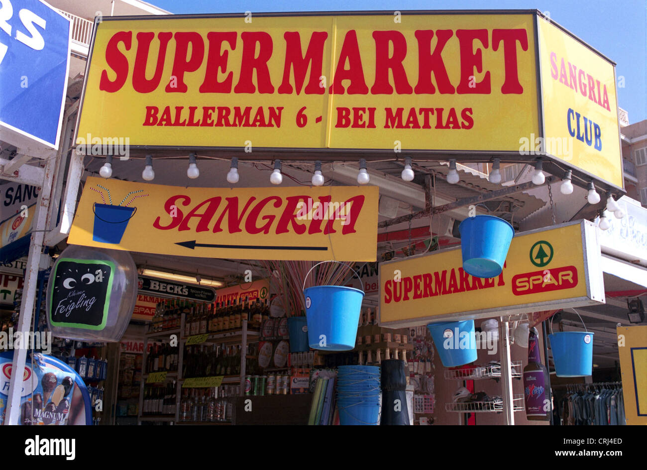 Supermarket on Ballermann Mallorca Stock Photo