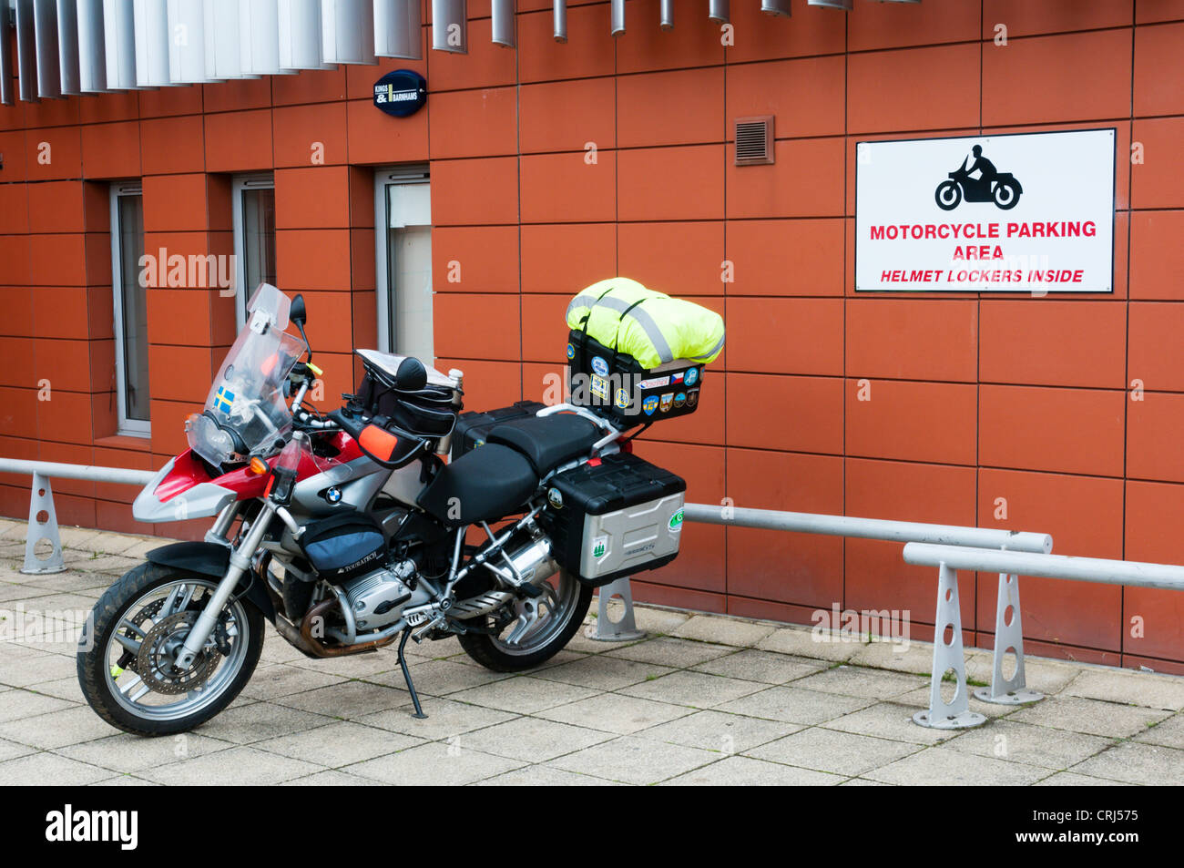 Motorcycle parking sign motorbike hires stock photography and images
