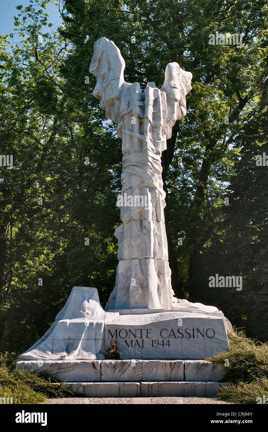 Monte Cassino memorial at Ogród Saski (Saxon Gardens) in Warsaw, Poland Stock Photo