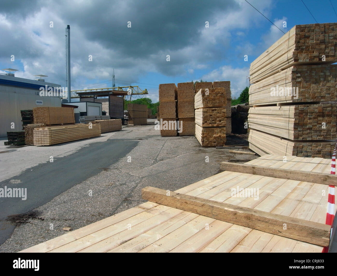 piles of boards at a sawmill Stock Photo