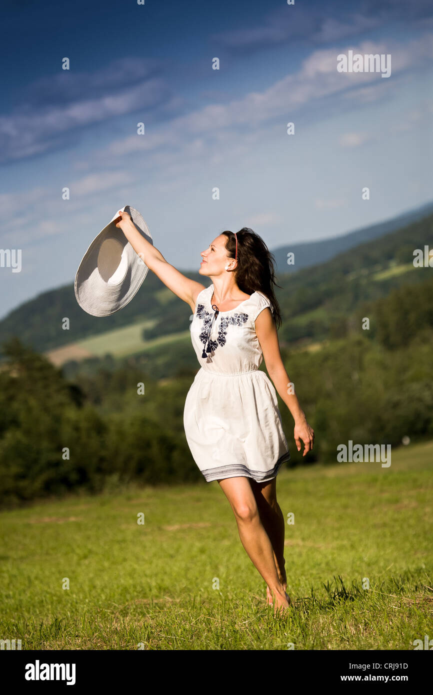 the outdoor portrait of a young woman Stock Photo - Alamy