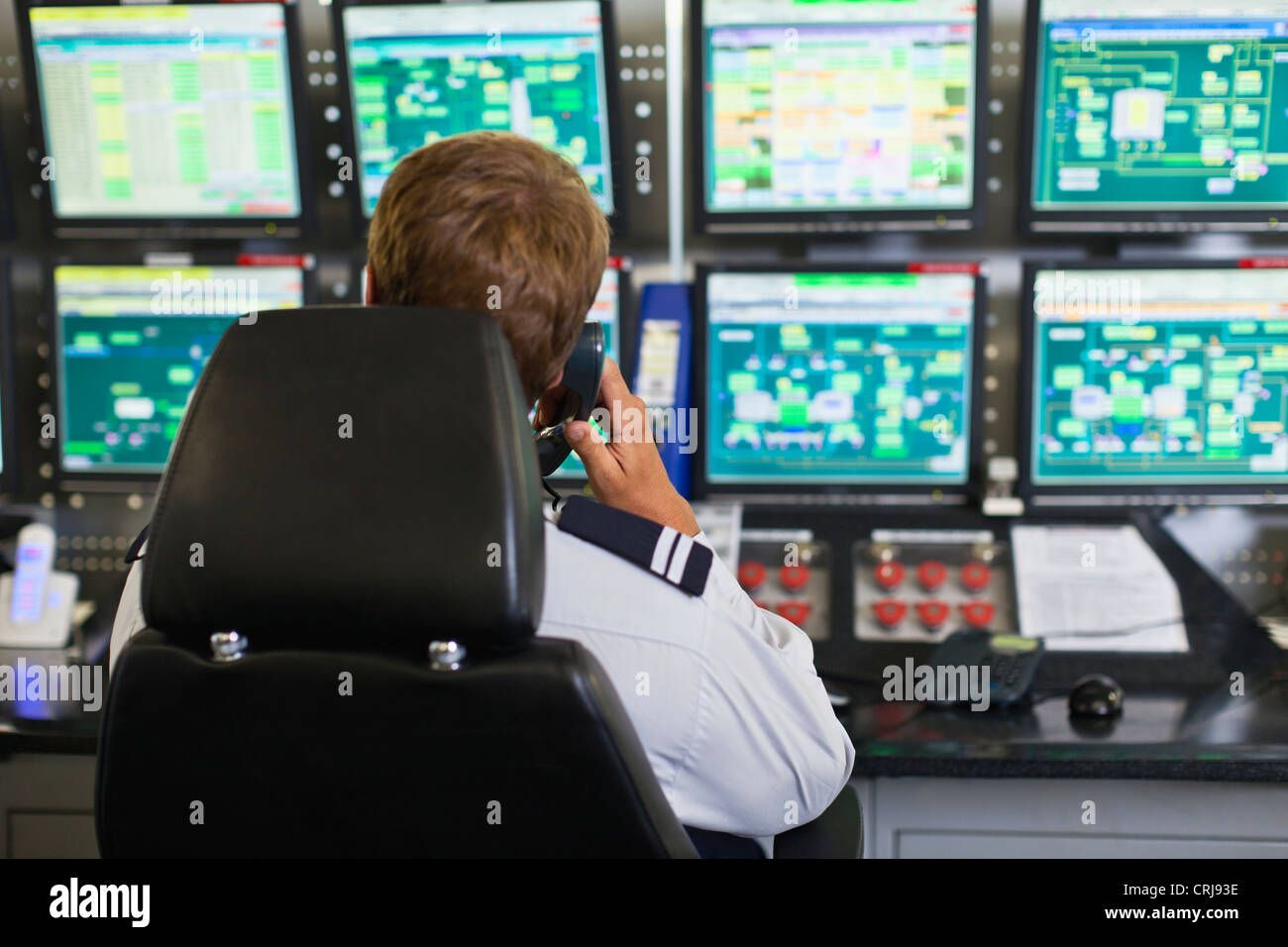 Man working in security control room Stock Photo Alamy