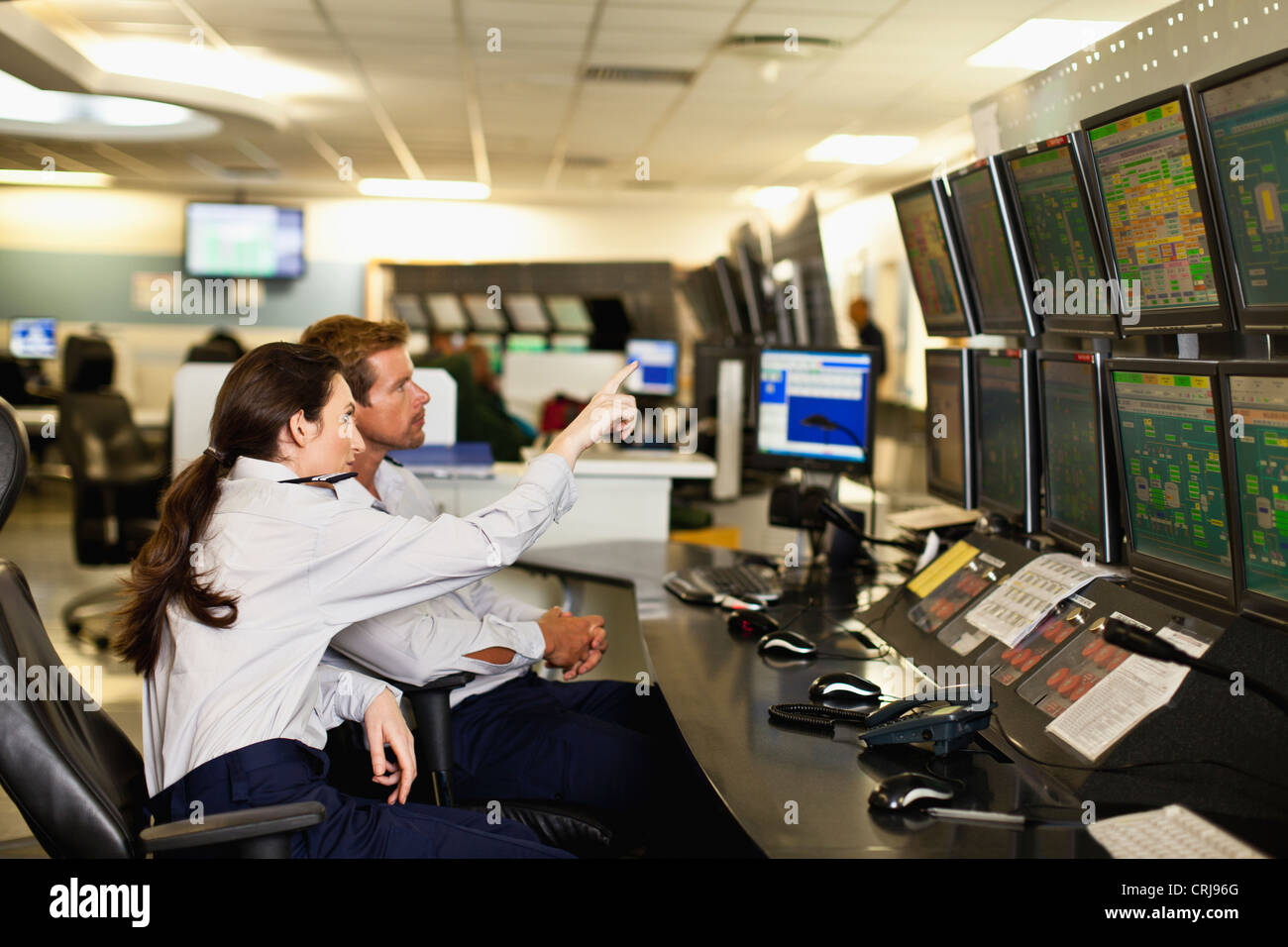 People working in security control room Stock Photo Alamy