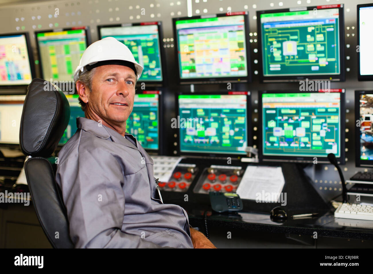 Man working in security control room Stock Photo Alamy
