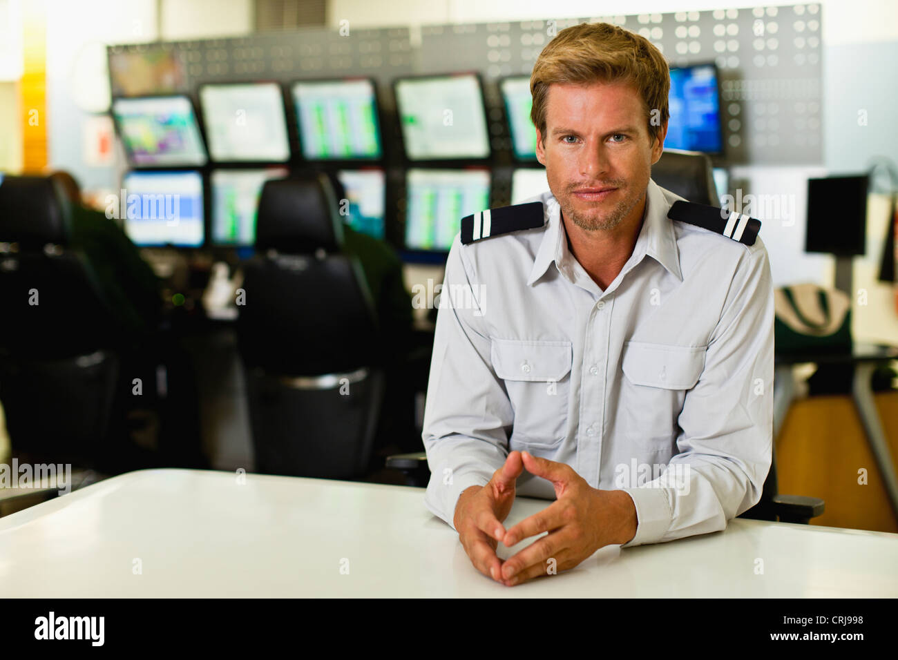 Man working in security control room Stock Photo Alamy