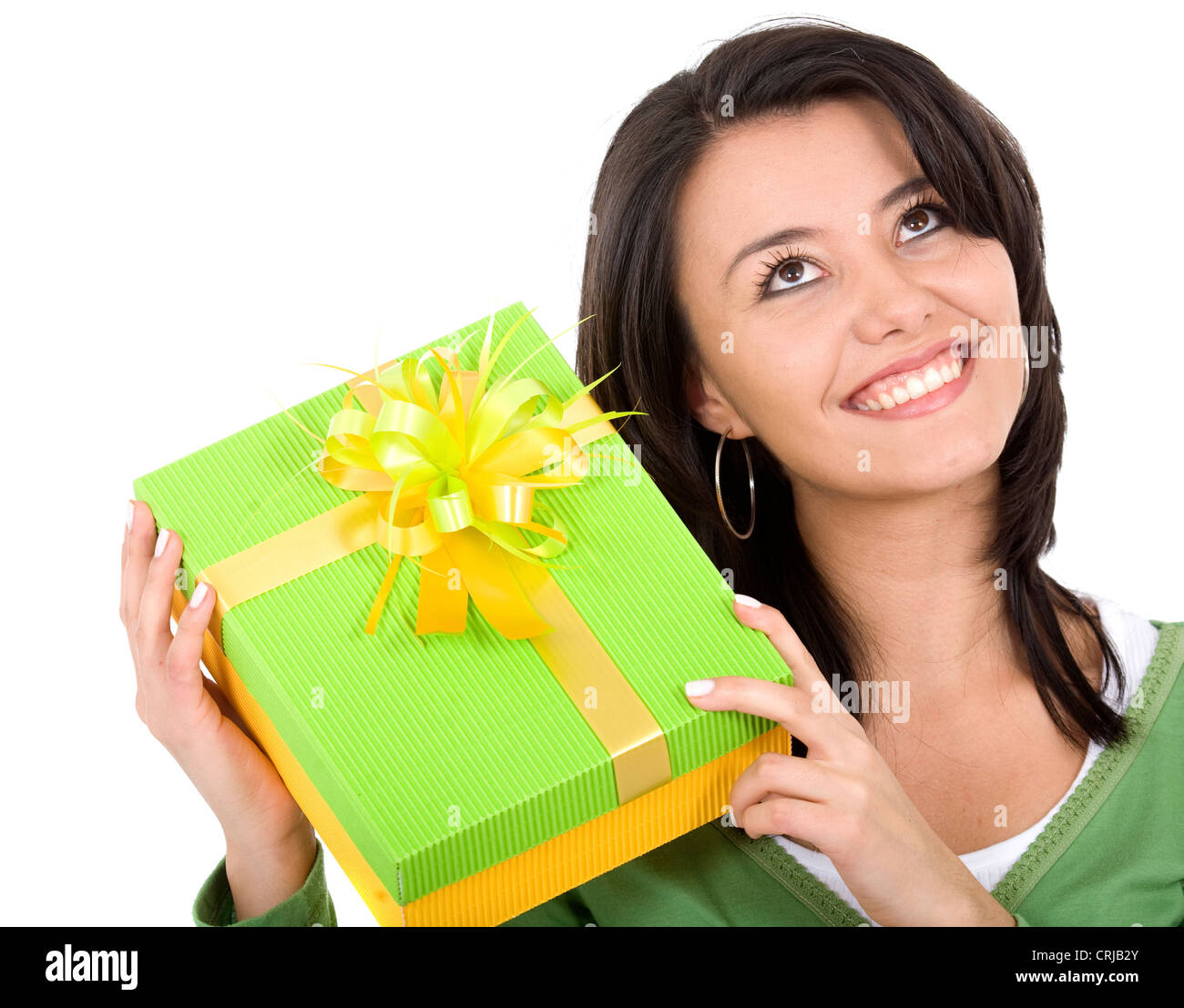 beautiful girl with a gift Stock Photo