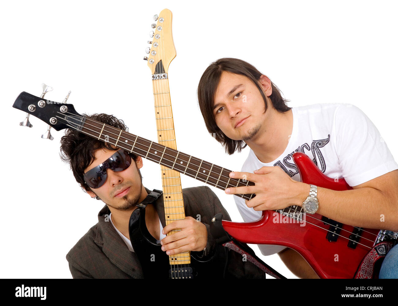 guitarist and bassist of a band Stock Photo