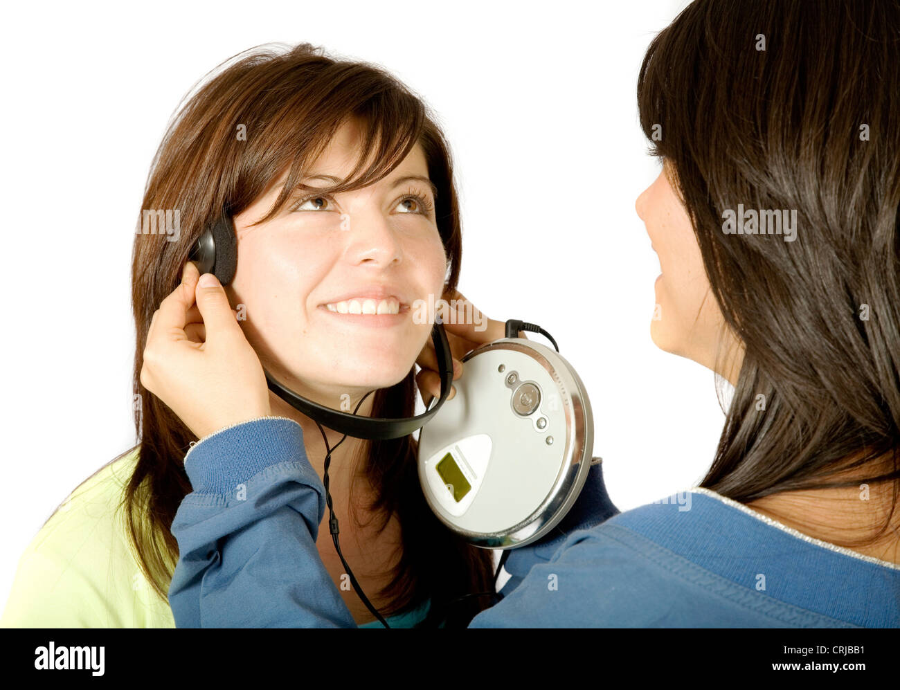 girls listening to music Stock Photo