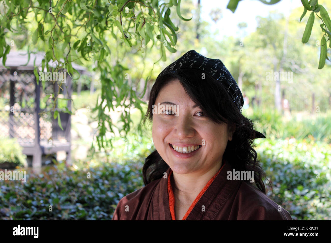 portrait of a Japanese woman with traditional clothing Stock Photo