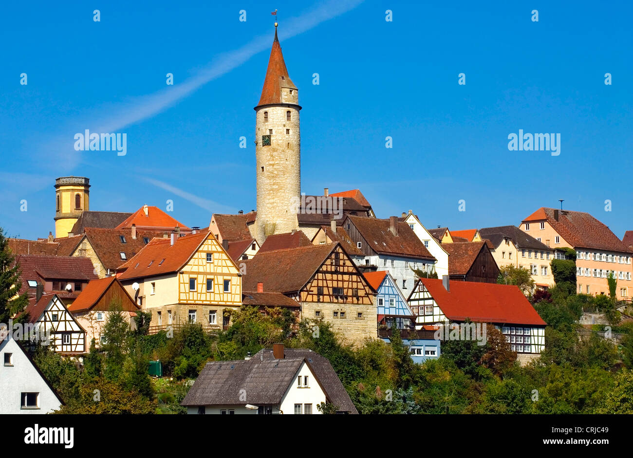 Town of Kirchberg a.d. Jagst in , Germany, Baden-Wuerttemberg Stock Photo