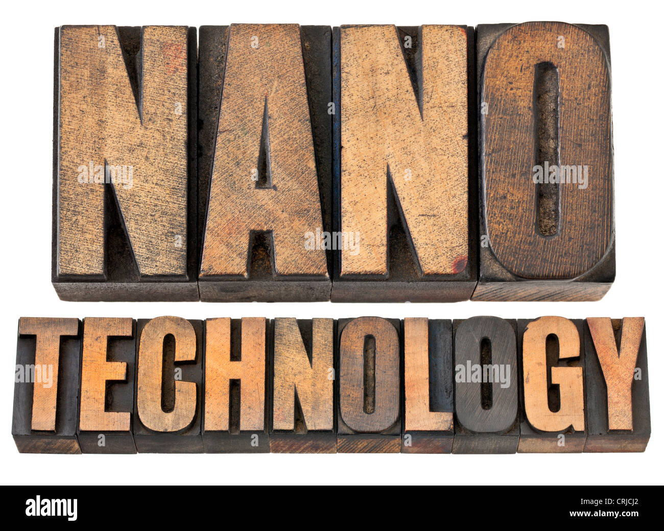 nanotechnology -- isolated text in vintage letterpress wood type Stock Photo