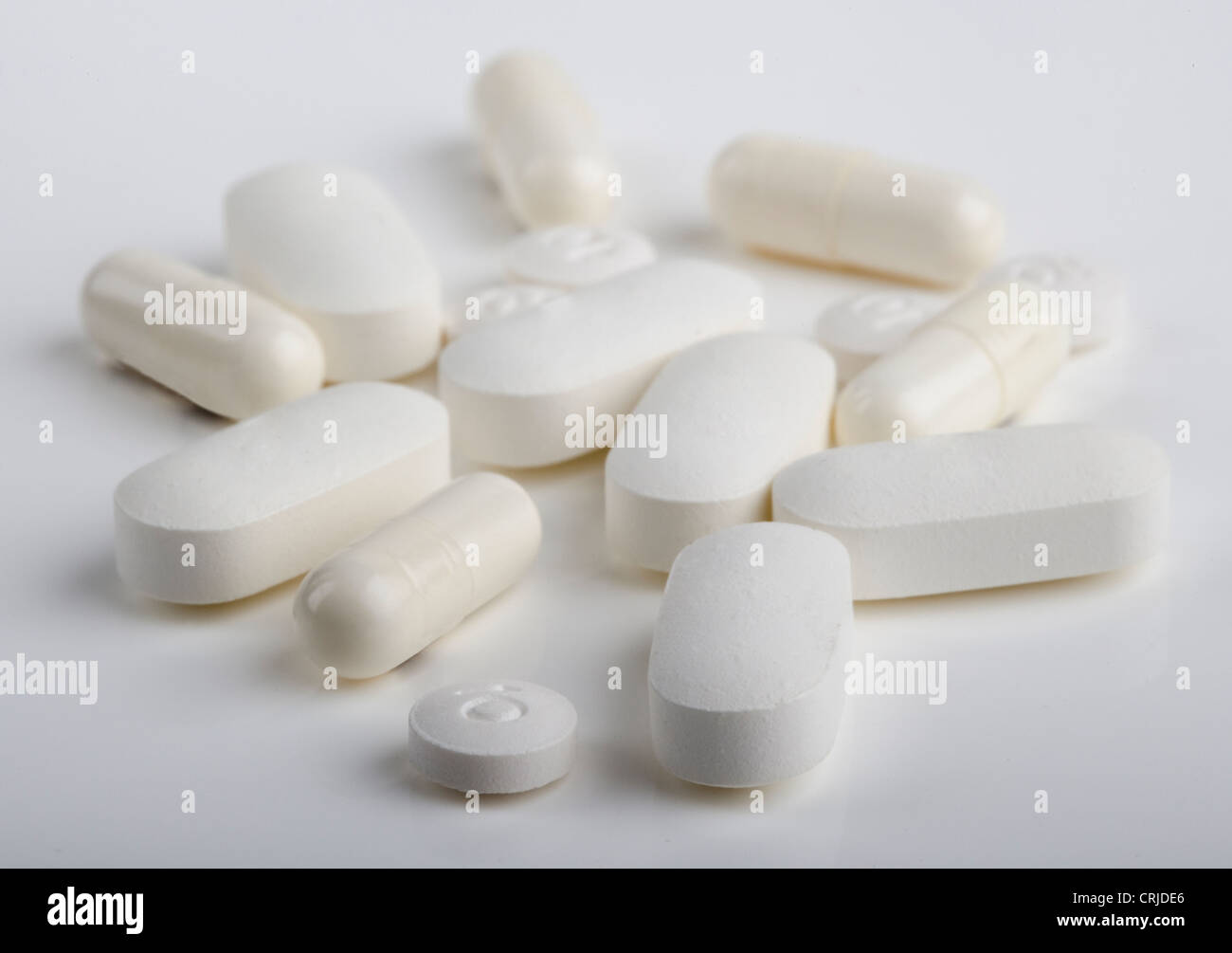 white pills on white Stock Photo