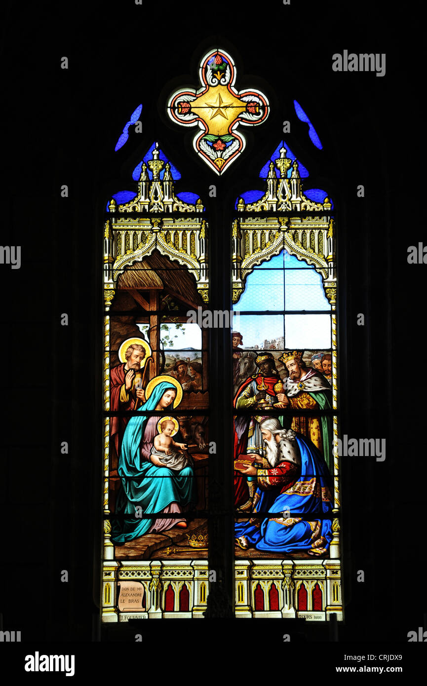 Saint Goustan church stained glass window Auray Brittany France Stock Photo Alamy