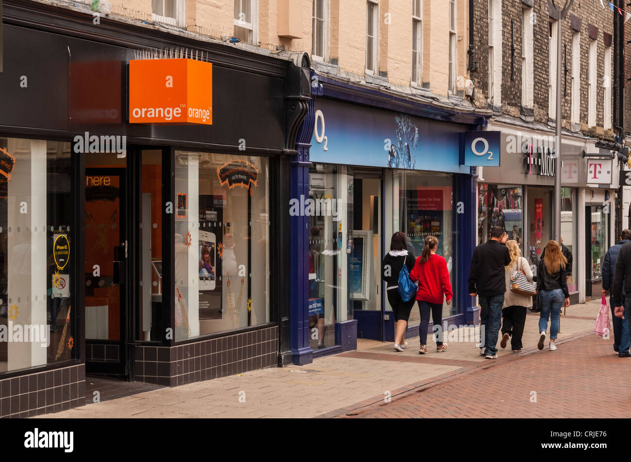 A row of mobile phone shops in Ipswich , Suffolk , England , Britain , Uk Stock Photo