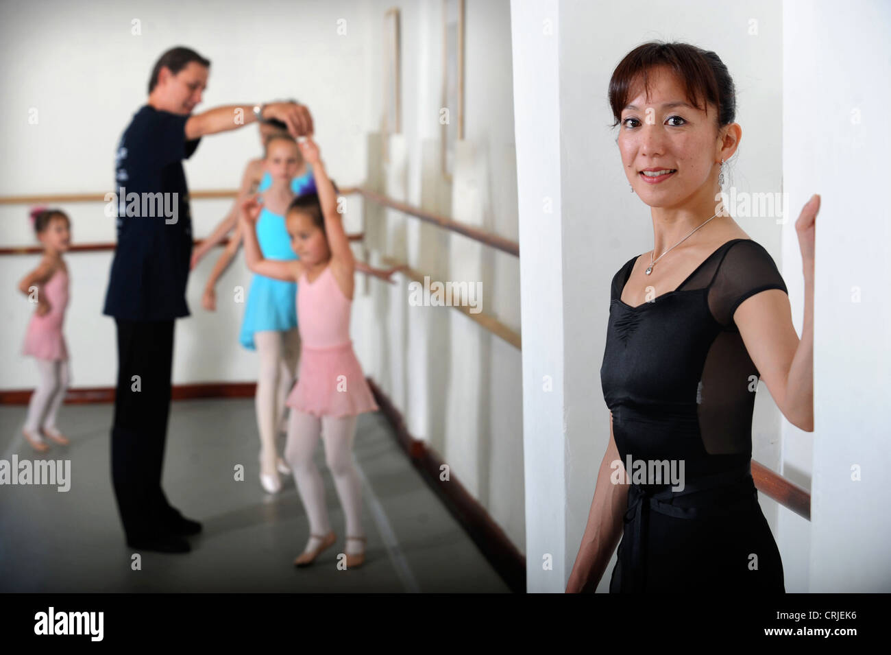 Ballet dancers and teachers Chika Temma and Yuri Demakov at their Bristol dance studio UK Stock Photo
