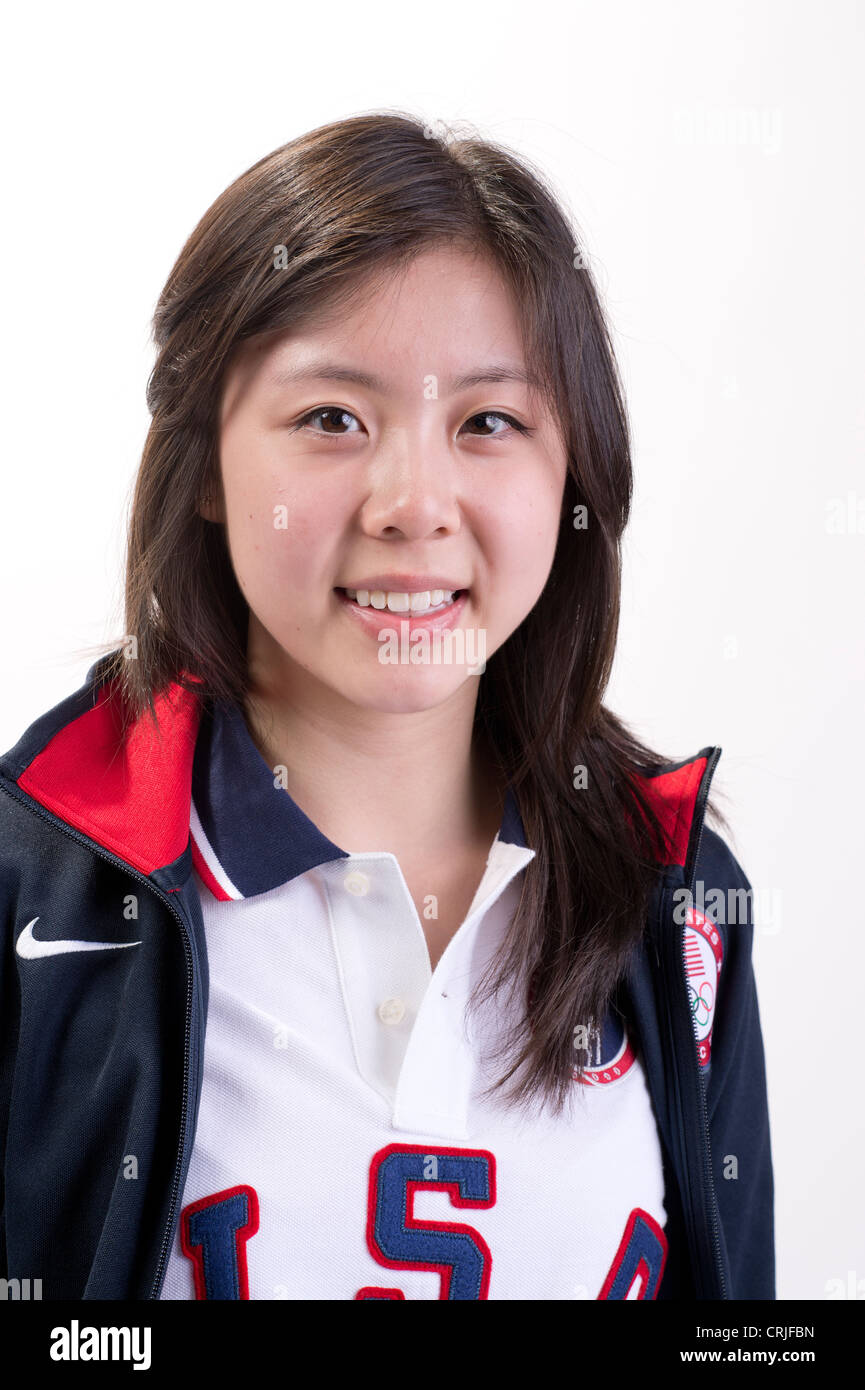 American female table tennis player Arielle Hsing at Team USA Media Summit in Dallas, TX in advance of the 2012 London Olympics Stock Photo