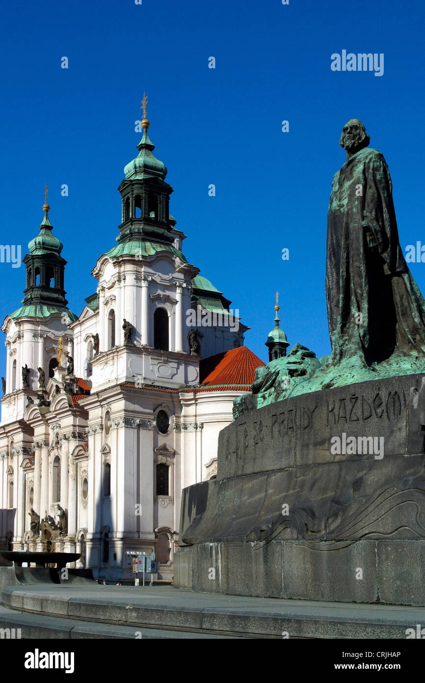 Jan Hus Monument, Czech Republic, Prague Stock Photo