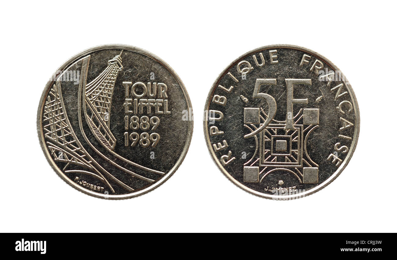 The Frenchfive francs. 100 years of the Eiffel Tower Stock Photo Alamy