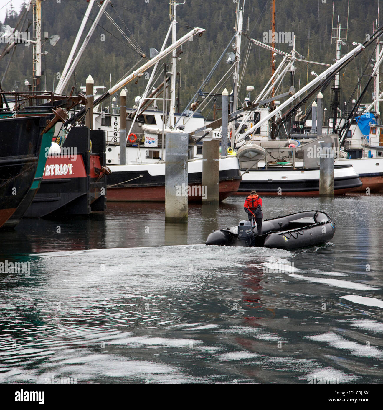 Zodiac inflatable watercraft. Petersburg Harbor. Alaska Stock Photo Alamy