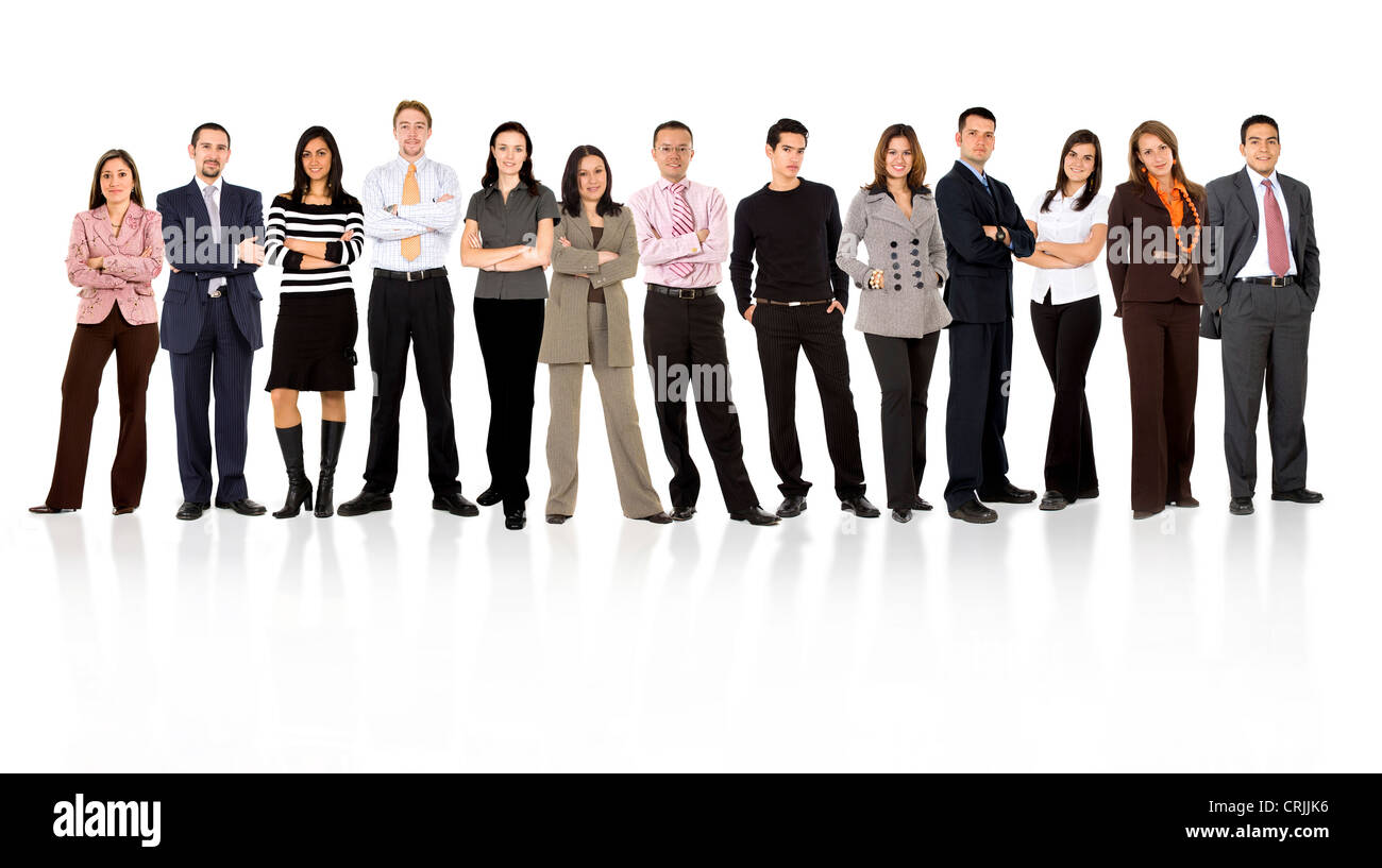 young business team equally standing side by side in a row Stock Photo ...