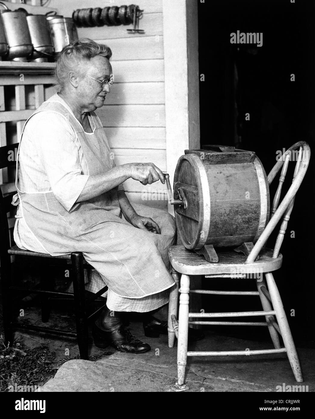 Churning Butter With Old-fashioned Dasher Churn, Creamery, East Aurora,  Library Of Congress